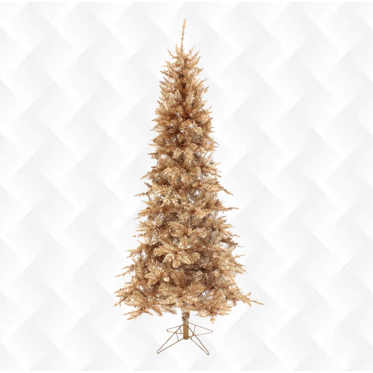 6.5ft Champagne Gold Slim Christmas Tree with Sturdy Metal Stand